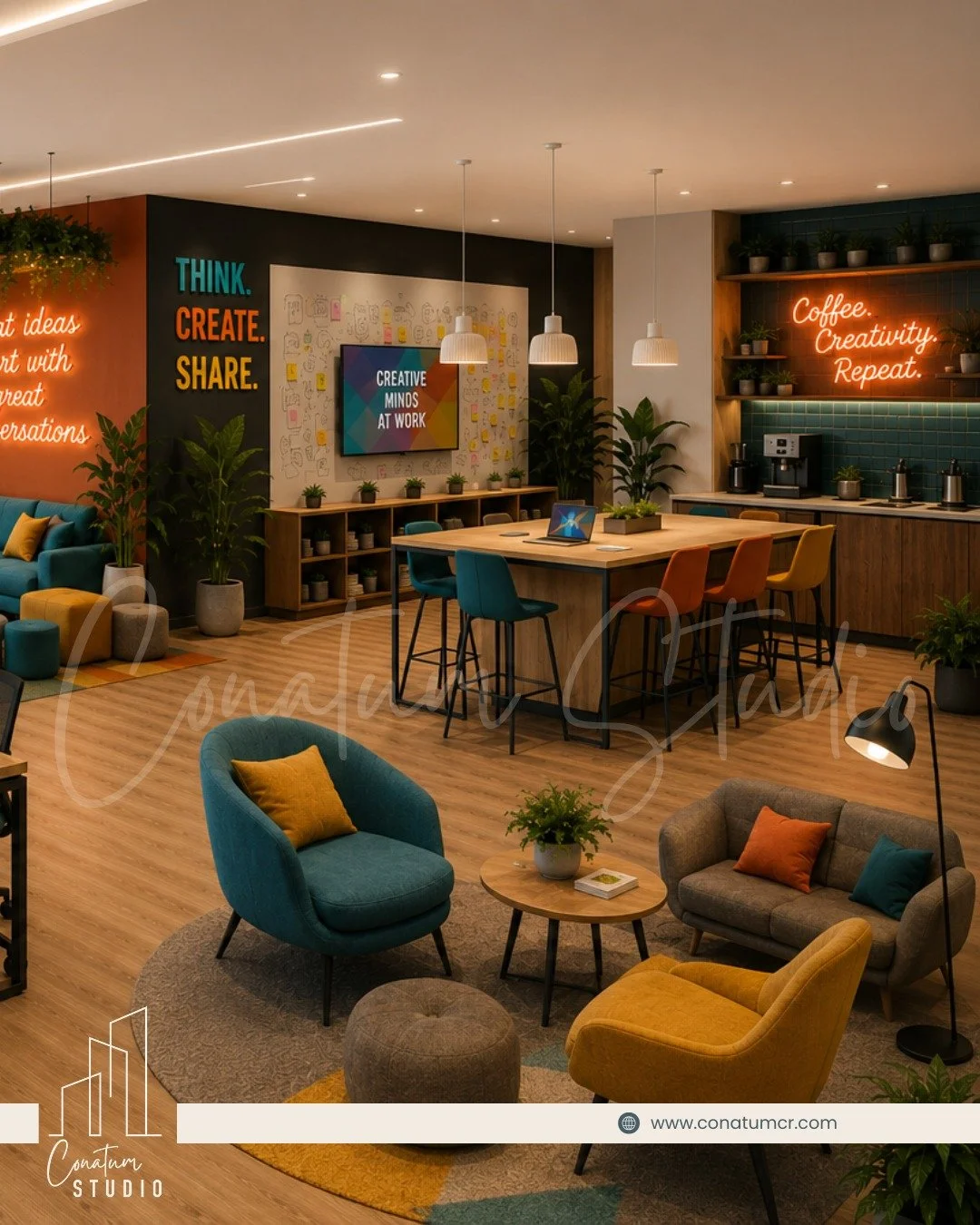 Algunas de las mejores ideas comienzan con una conversaci&oacute;n y un caf&eacute;...

Las pausas tambi&eacute;n forman parte del trabajo.

Por eso dise&ntilde;amos &aacute;reas m&aacute;s relajadas donde los colaboradores puedan desconectarse por u