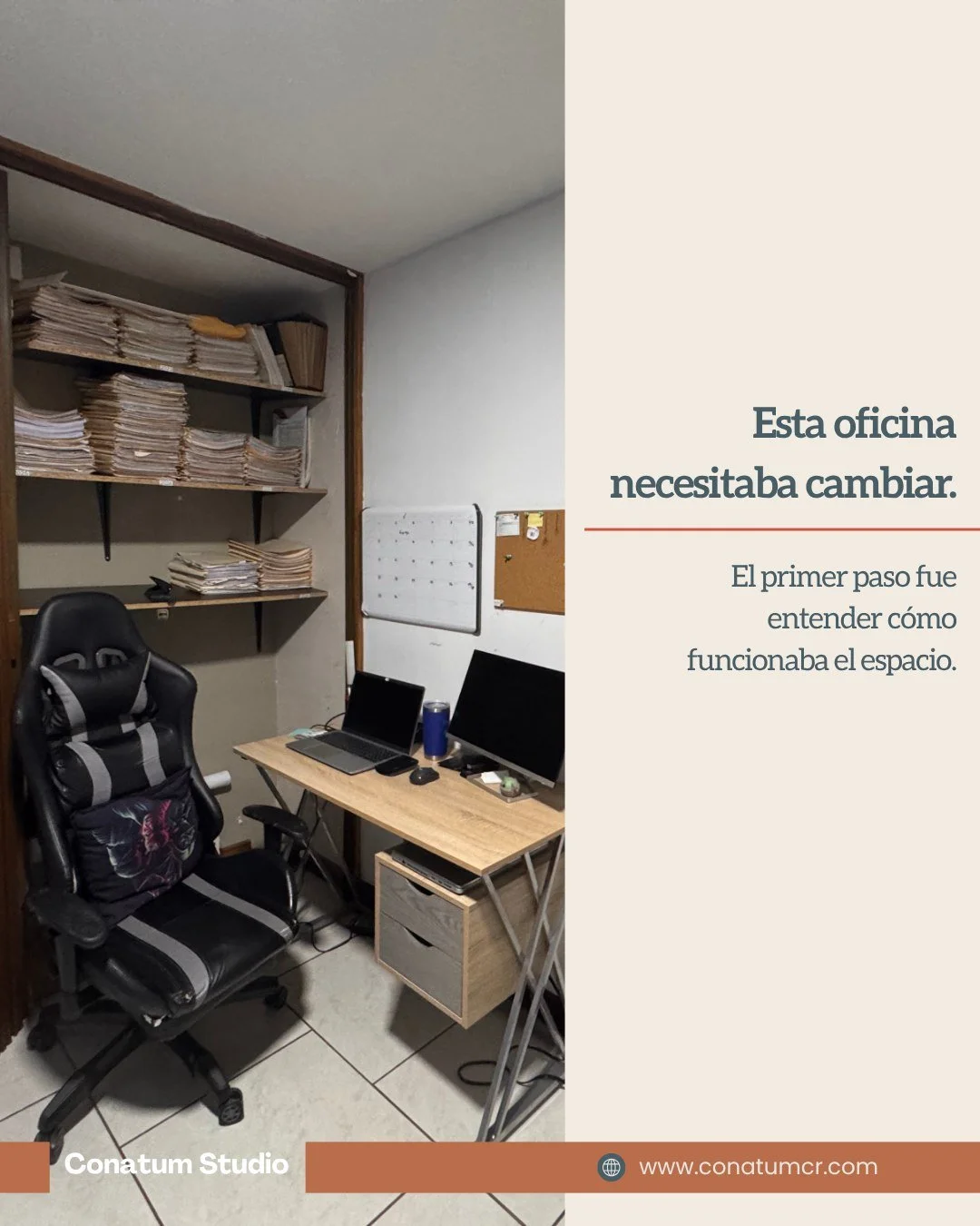 Remodelar tambi&eacute;n es tomar decisiones.

En este proyecto, antes de dise&ntilde;ar, analizamos c&oacute;mo se utilizaba la oficina, qu&eacute; necesitaba mejorar y qu&eacute; elementos existentes pod&iacute;amos integrar a la nueva propuesta. 
