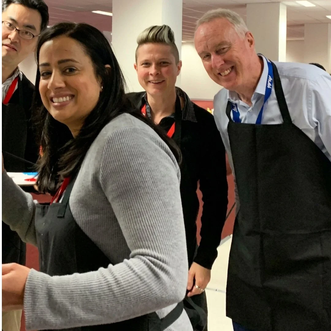 Corporate team painting during a Team workshop