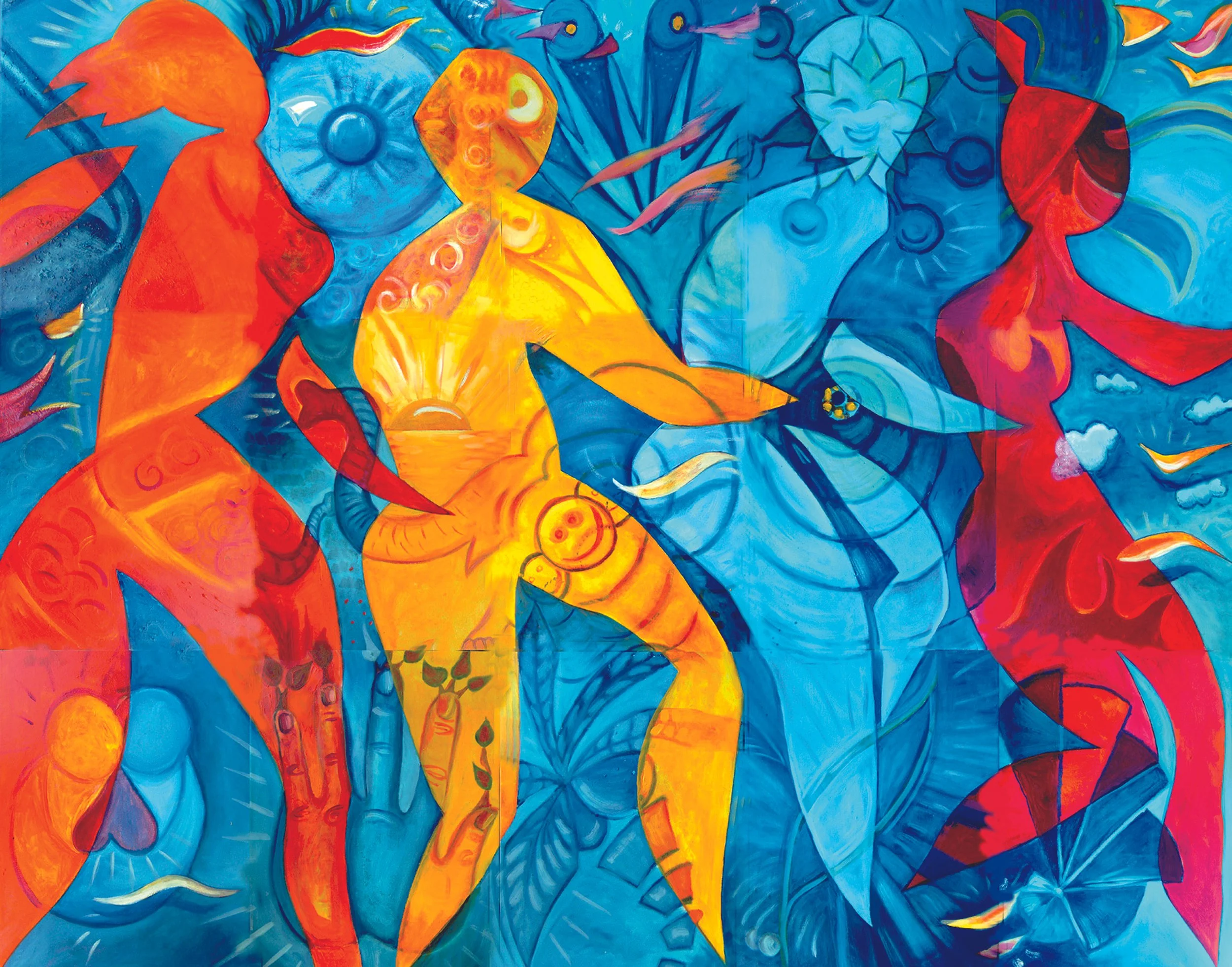 Completed team mural created during a corporate team building workshop