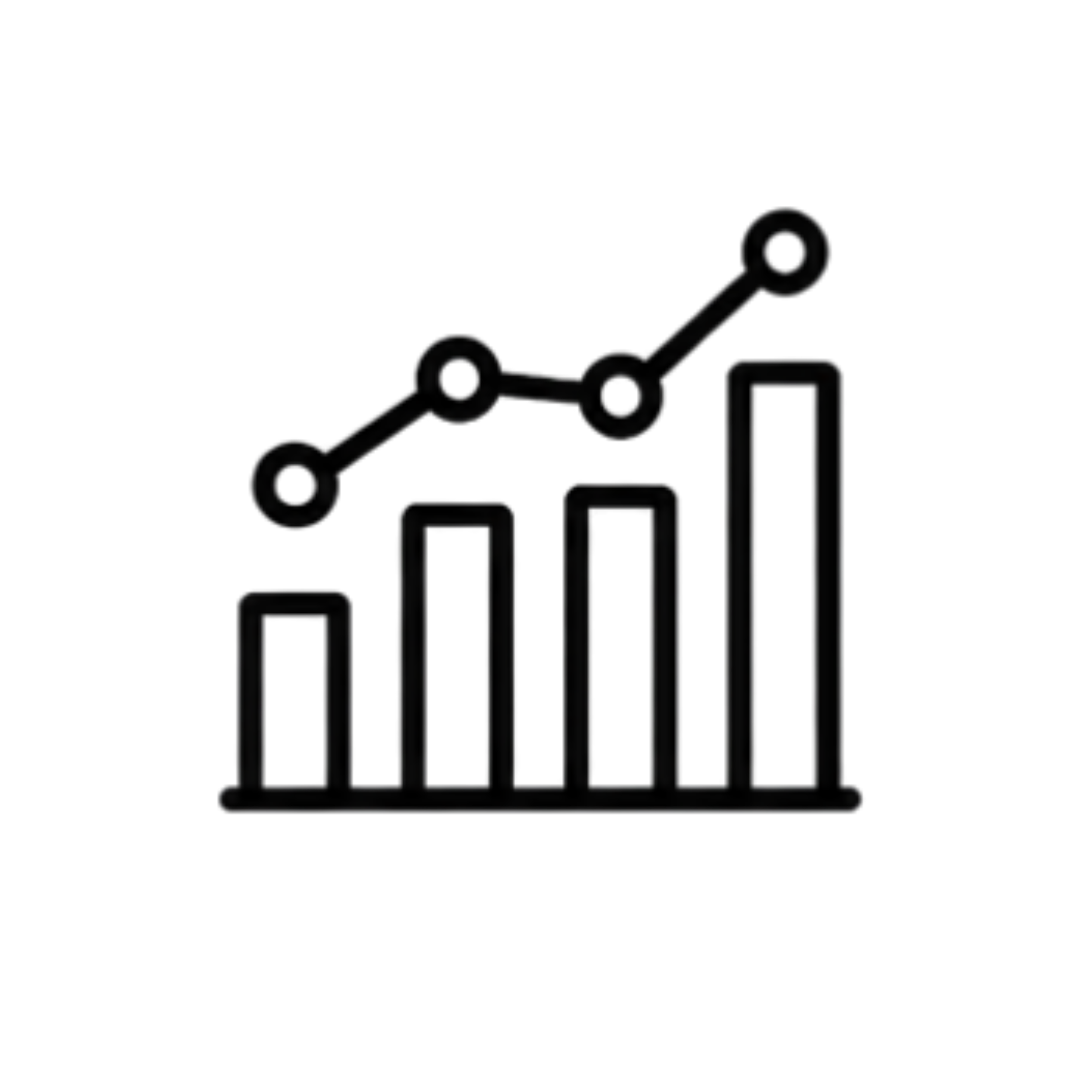 An abstract black line with circles connecting on a black background.