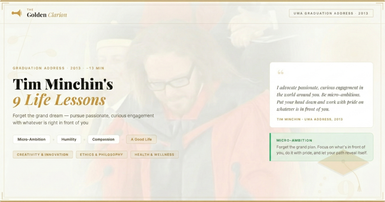 Tim Minchin’s 9 Life Lessons