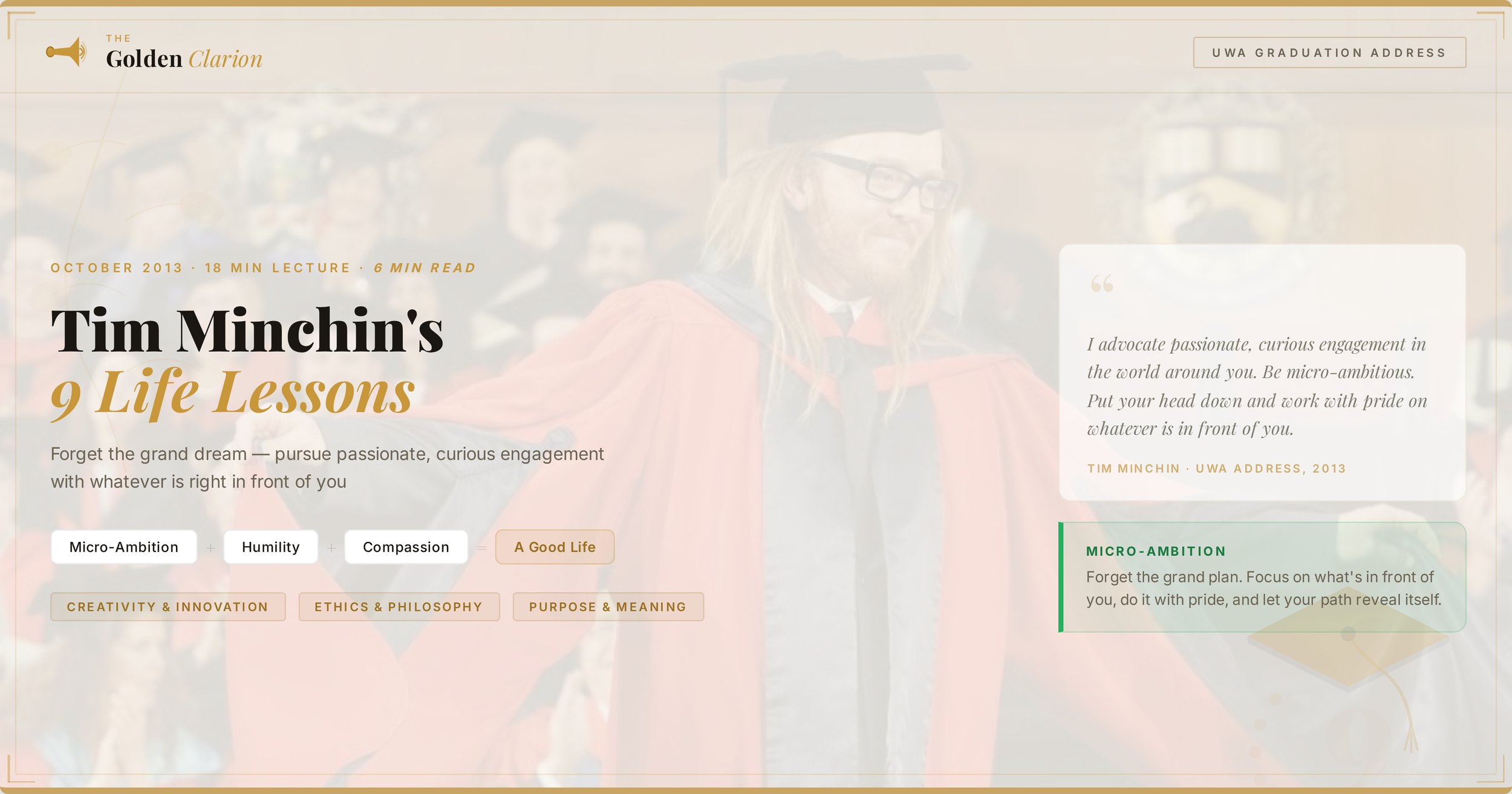 Tim Minchin’s 9 Life Lessons