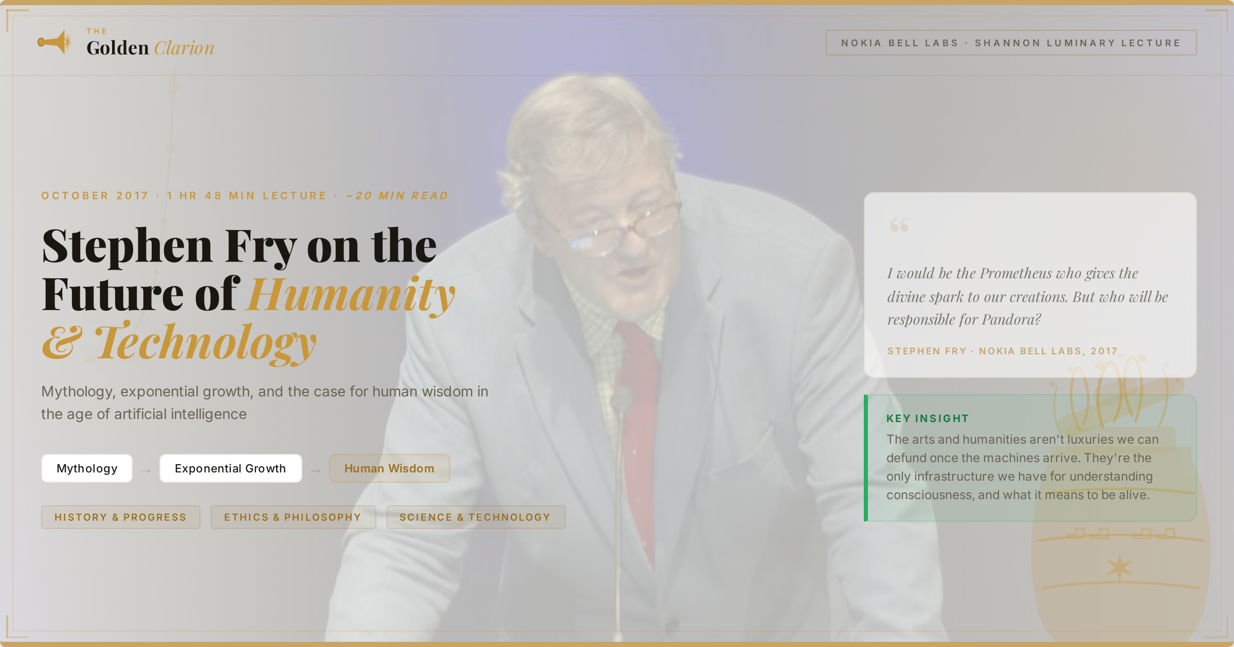 Stephen Fry on the Future of Humanity and Technology