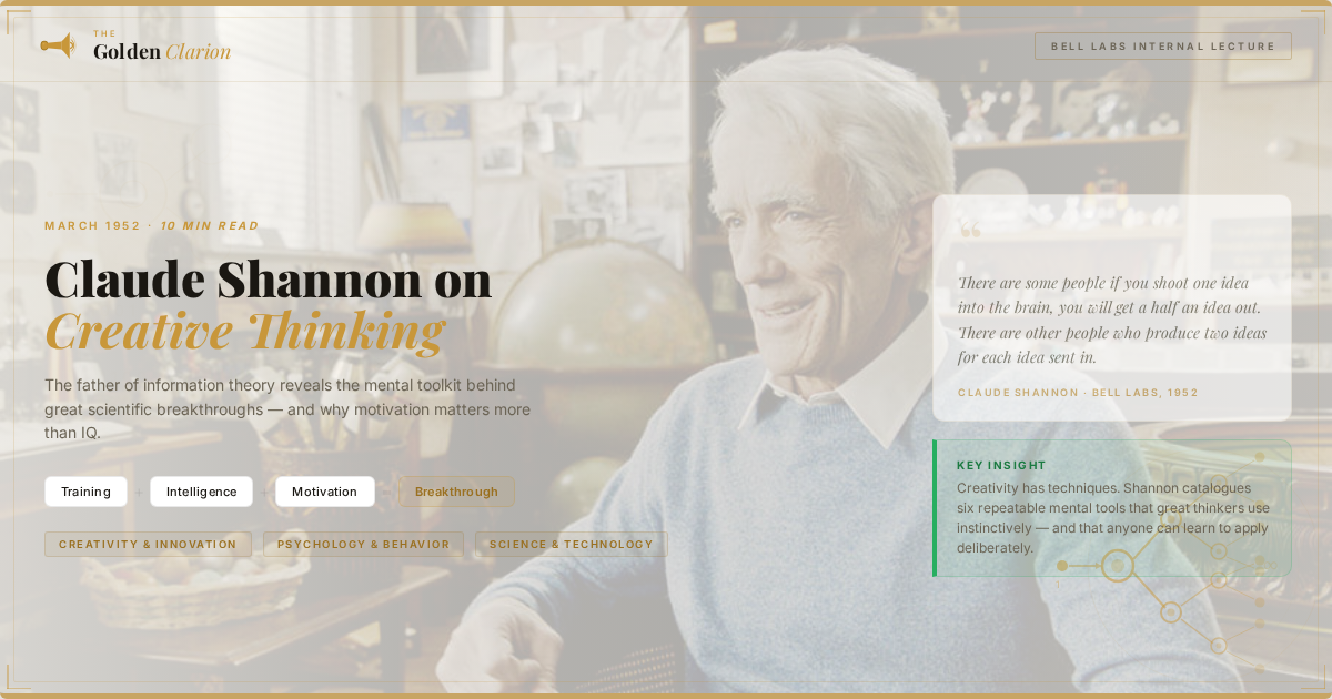 Claude Shannon on Creative Thinking