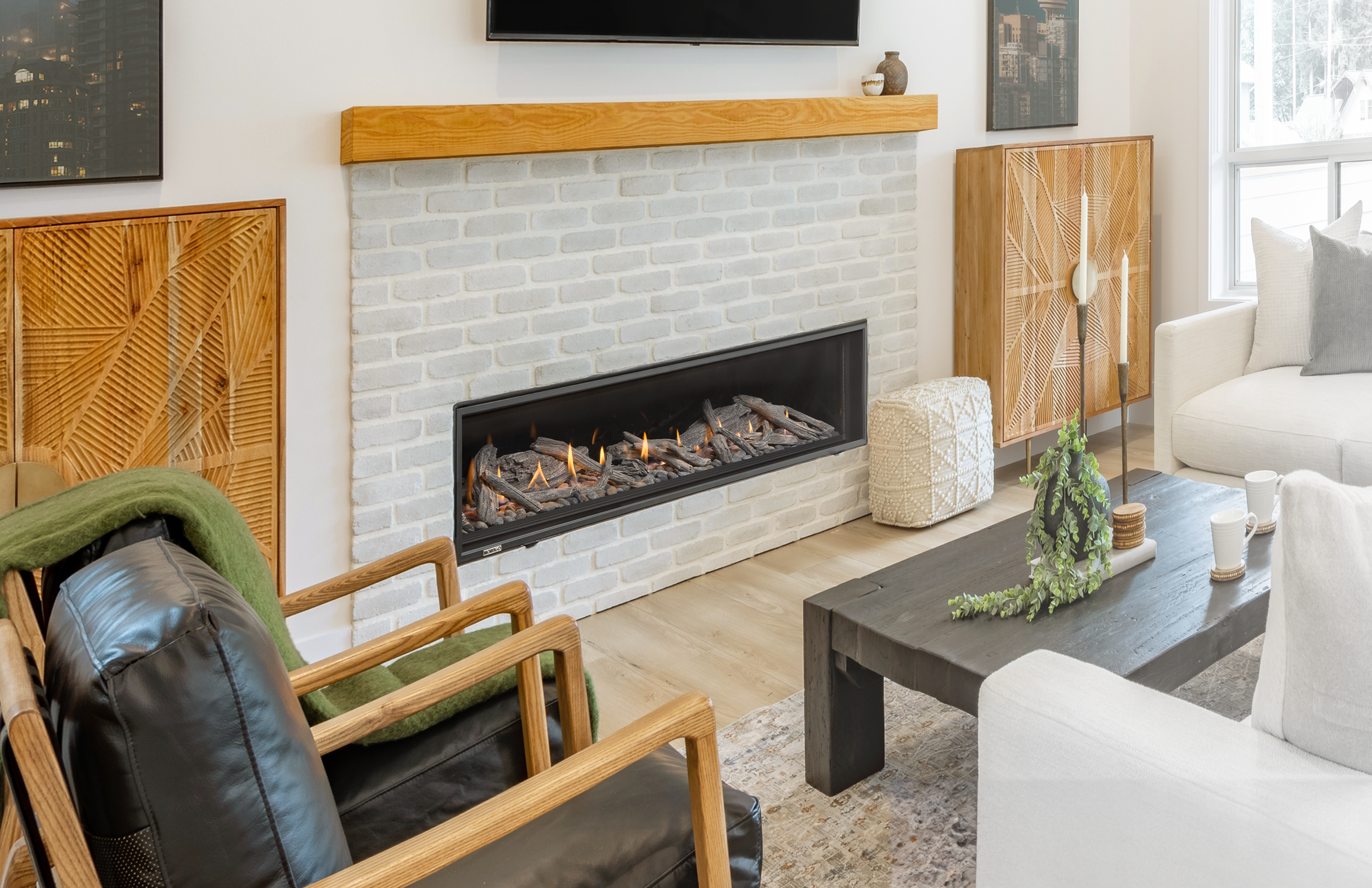 Introducing the DELRAY Linear DRL6013-2. This minimalist residential gas fireplace offers elegance and efficiency at an entry level price point.

At a slim 14 ¼” framing depth and 4/7 direct venting, the DELRAY can add sleek contemporary styling to b