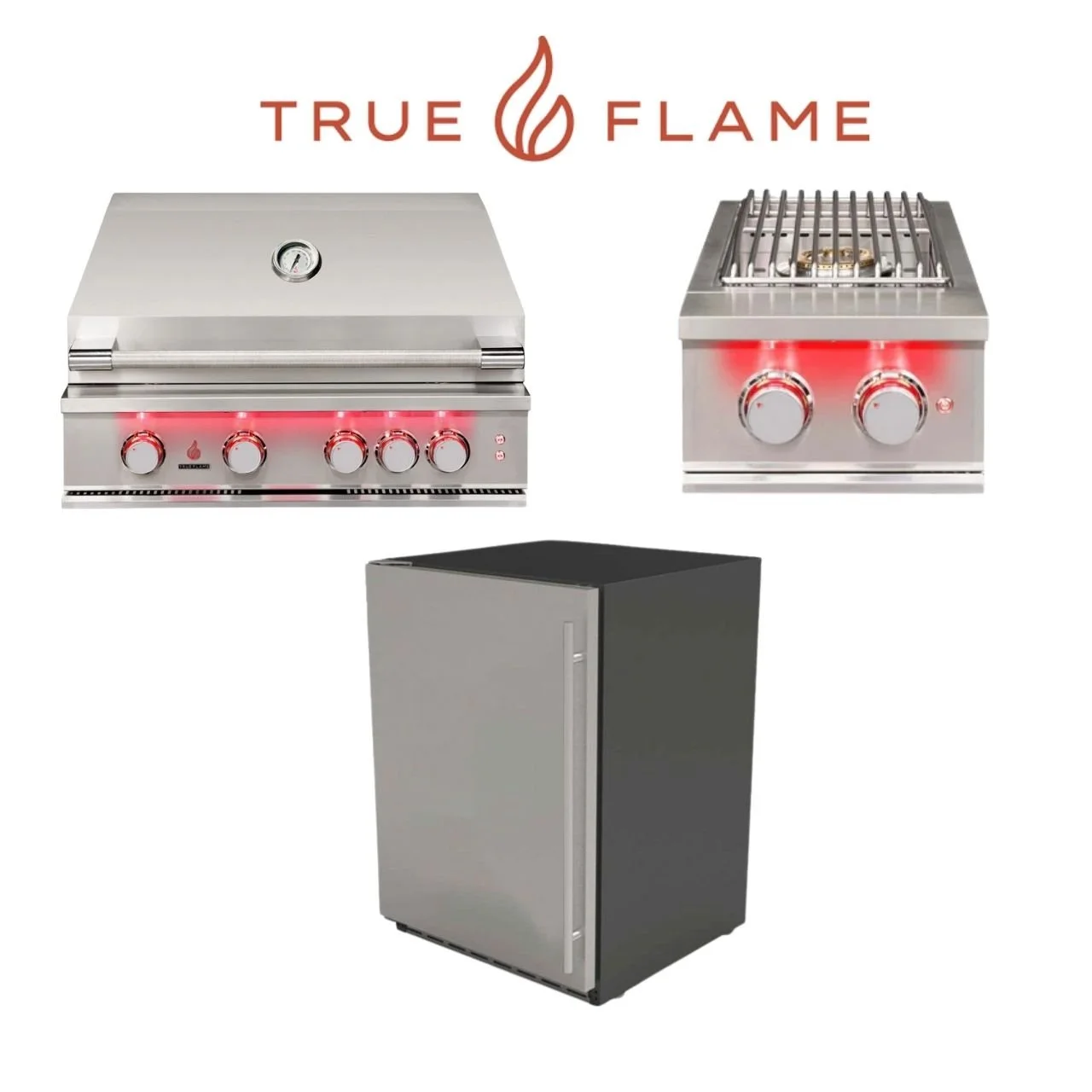 True Flame Grill + Refrigerator + Side Burner Package