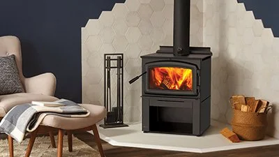 Regency® Cascades™ F2500 Wood Stove
The F2500 is a Medium Hybrid Catalytic wood stove using triple burn combustion technology. It comes with your choice of pedestal or legs and it is available in black or with nickel accents.
