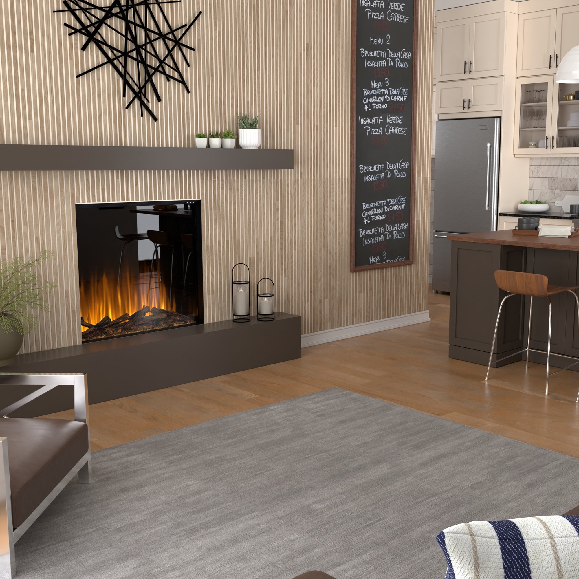 The Ignite Aspire built-in electric fireplace delivers a highly realistic fire experience with synchronized flames, glowing logs, and ember effects. It provides visual ambiance with optional heat, making it ideal for living rooms, great rooms, and ot