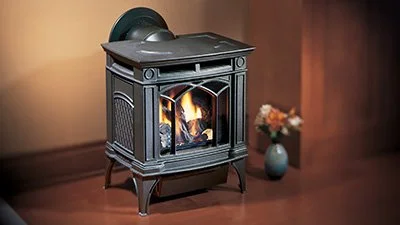 Hampton® H35 Gas Stove
Large freestanding gas stove with electronic ignition. Transform a room with this beautiful cast iron direct vent gas stove which is available in three finishes.