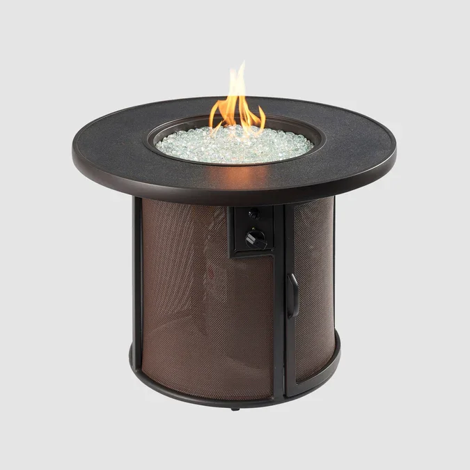 Outdoor Great Room, Stonefire Round Gas Fire Pit Table
The Brown Stonefire Gas Fire Pit Table is a versatile and compact addition to any space. It's easy to move around and serves as both a table and a fire pit, making it a convenient choice.
This fi