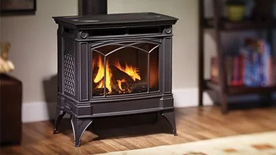 Hampton® H35U Gas Stove
Large freestanding gas stove with a standing pilot light. Transform a room with this beautiful cast iron direct vent gas stove which is available in three finishes.