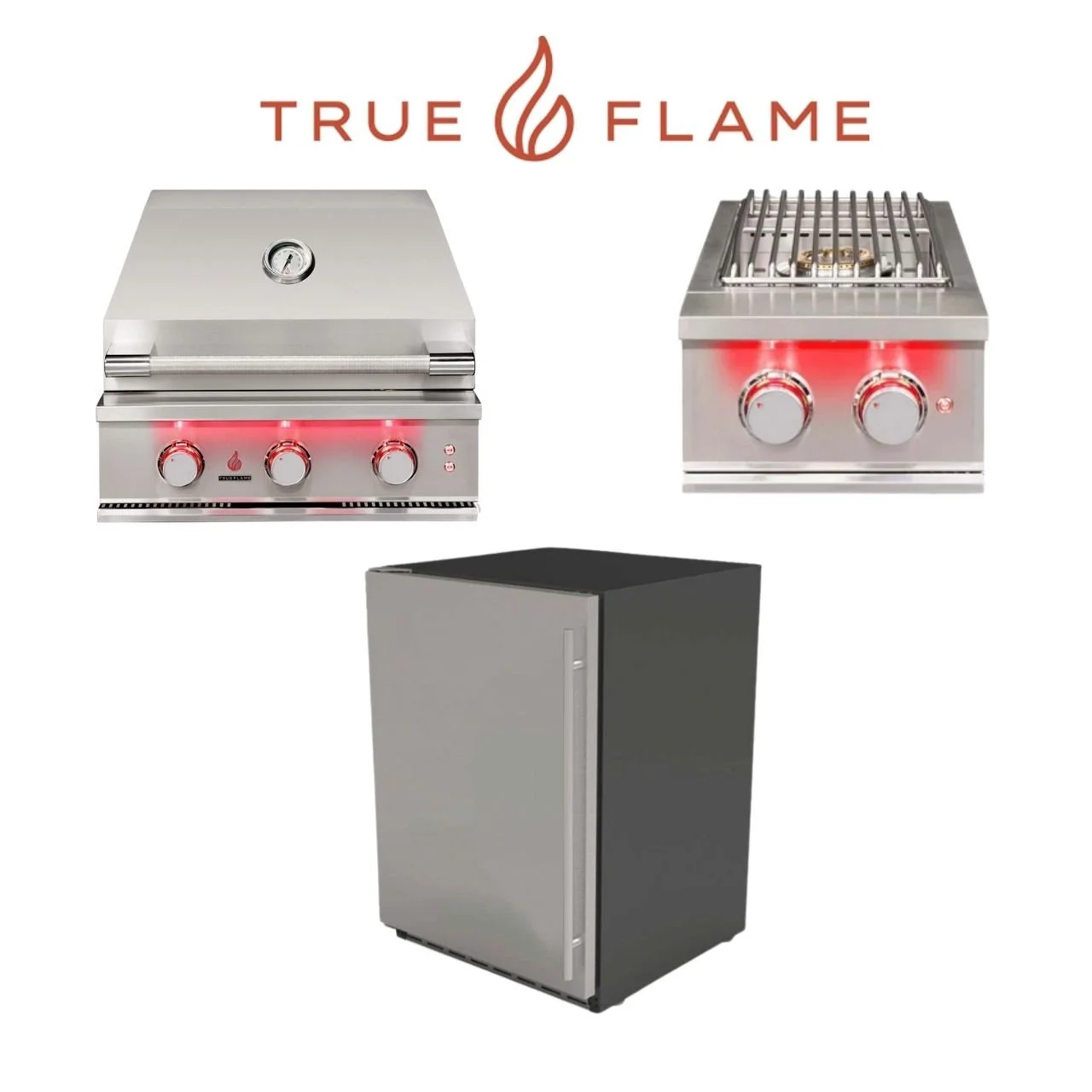 True Flame Grill + Refrigerator + Side Burner Package