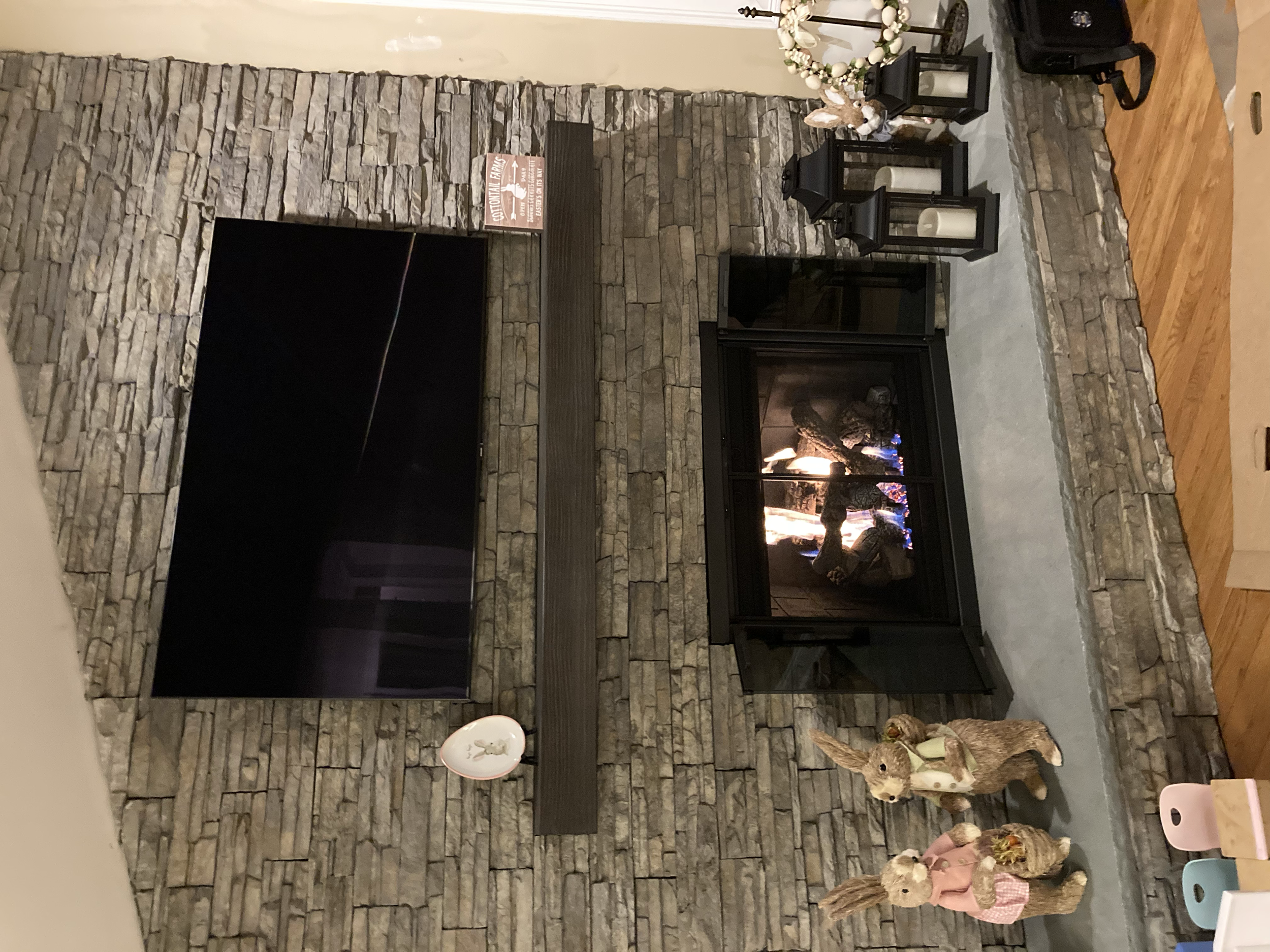 Empire gas log set and custom door