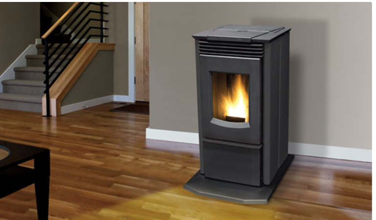 Enviro P3-2 FREESTANDING PELLET STOVE W HEARTH BASE COMPLETE WITH PAINTED BLACK SIDE PANELS AND ASH LIP. Starting at $5079