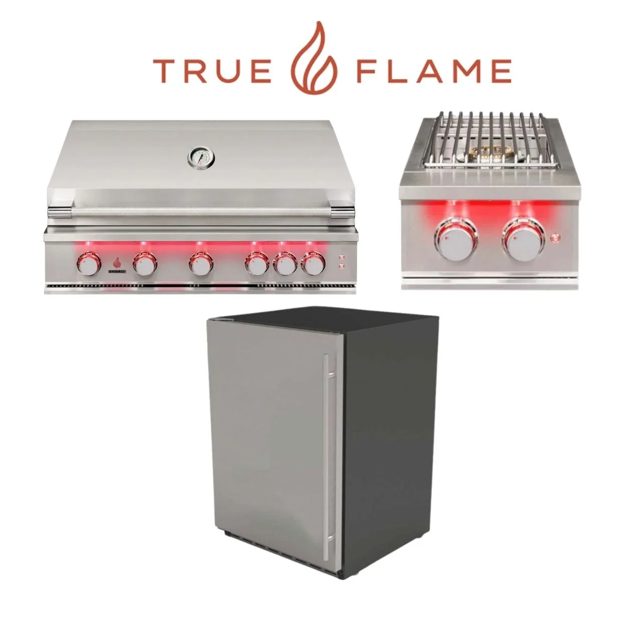 True Flame Grill + Refrigerator + Side Burner Package