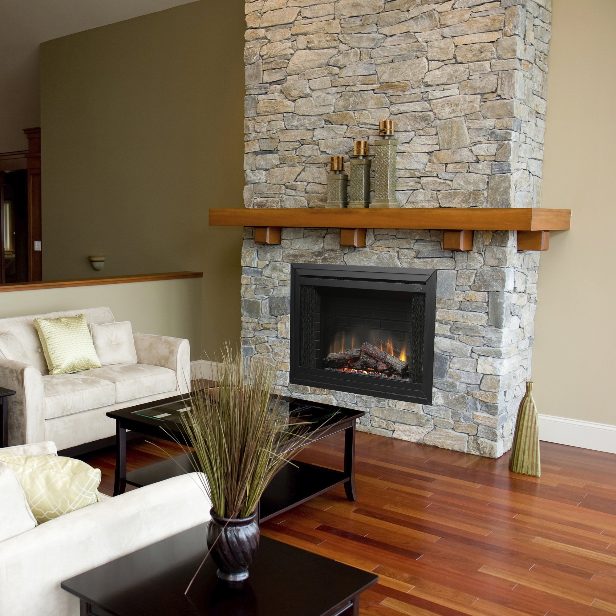 Instantly bring an old or condemned fireplace to life with this beautiful built in firebox. The patented life-like flame effect, hand finished LED inner glow logs and pulsating embers brings this fireplace to life and will add comfort, style and ambi