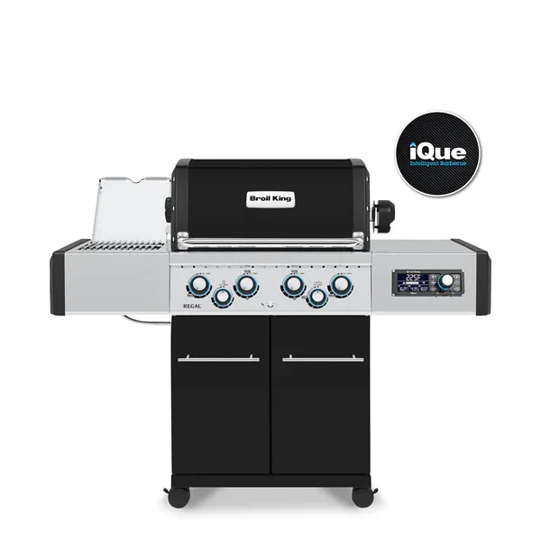 The Broil King Regal™ Q 490 Pro IR with iQue technology takes the guesswork out of grilling. Master smoking, roasting, rotisserie, and grilling with ease. The Regal Q 490 features 815 sq. in. of total cooking space (500 sq. in. primary grilling area)