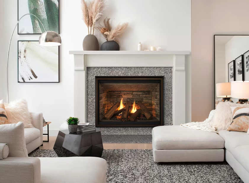 Majestic Meridian Platinum Fireplace an inviting place where the best moments begin with the big, bold and comfy Meridian gas fireplace. Gather 'round dancing flames and warm up with generous heat. Even run your fireplace with a smart speaker. With o