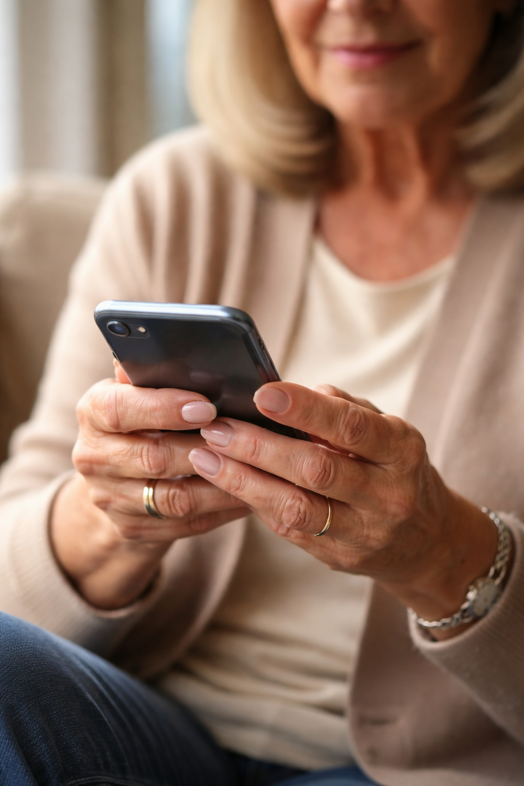 estranged grandmother texting her adult daughter