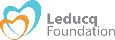 Logo of the Leducq Foundation featuring three stylized intertwined hearts in blue, orange, and teal, accompanied by the text 'Leducq Foundation'.