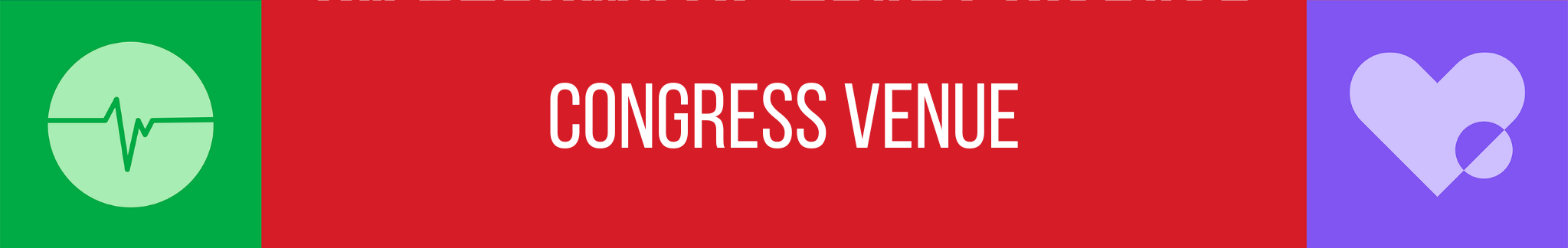 Sign with medical symbols and text reading 'Congress Venue' on a colorful background.