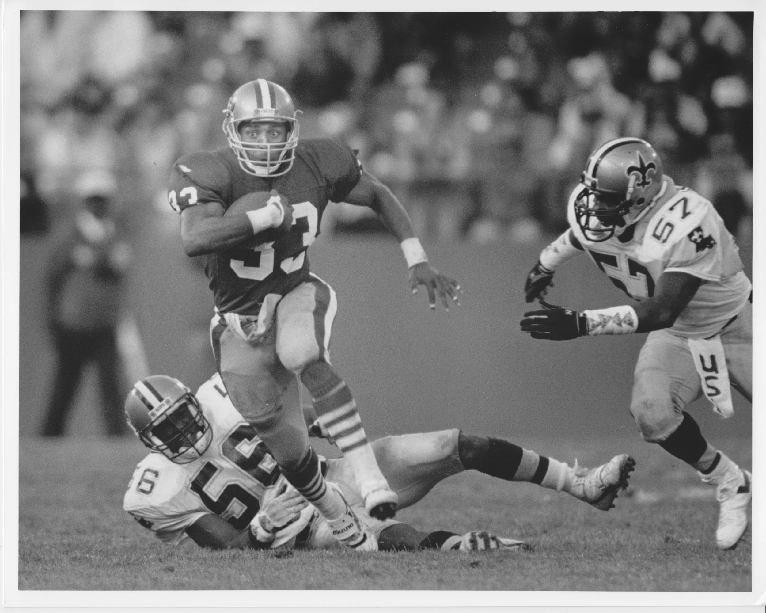 First running back in 49ers history to recored 3 seperate 1,000 yard rushing seasons (1985, 1988, 1989)