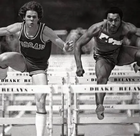 His high-knee running stride was developed through intense hurdling throughout high school and college