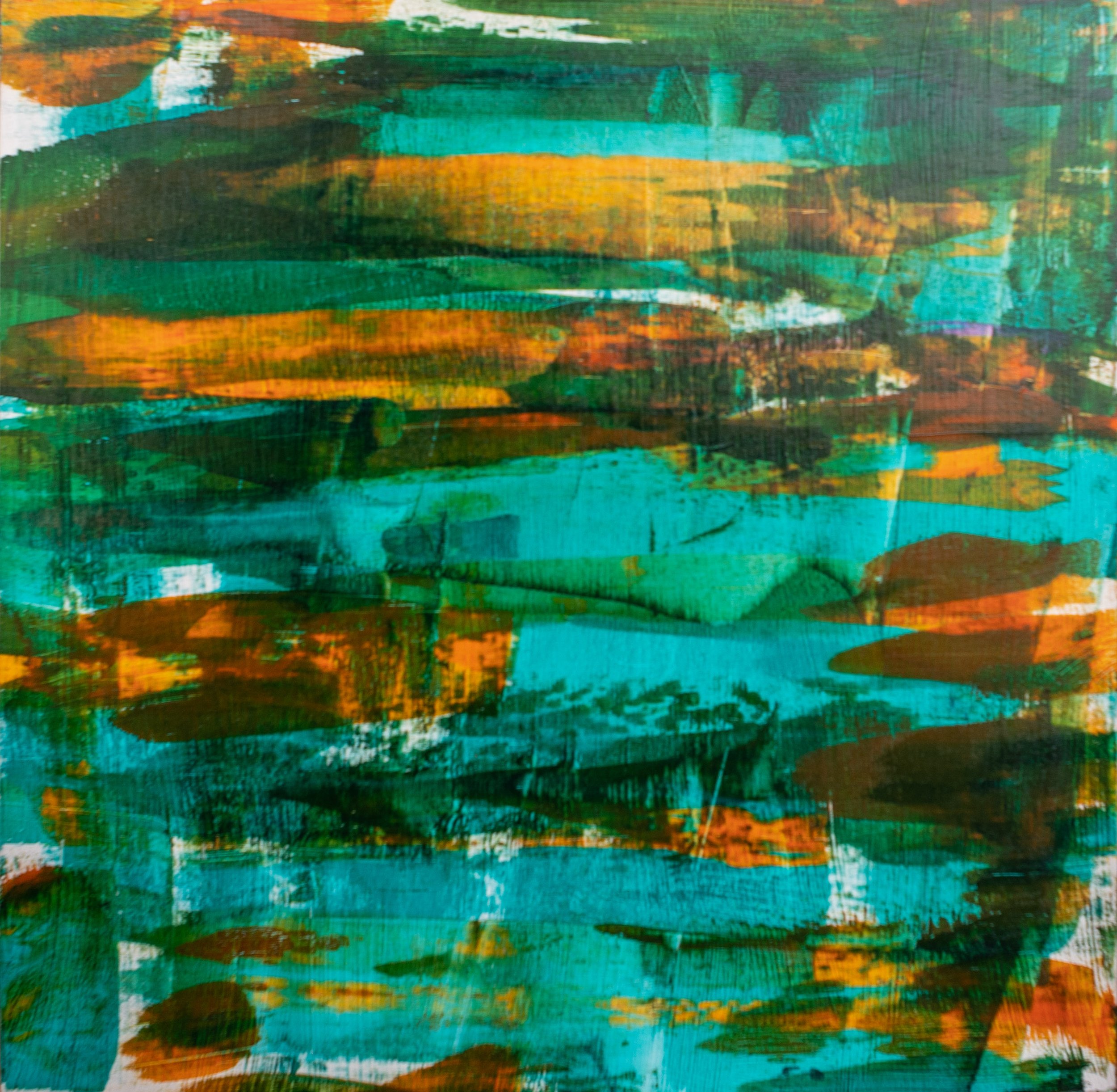 Turquoise Waves - Acrylic on Wood Box