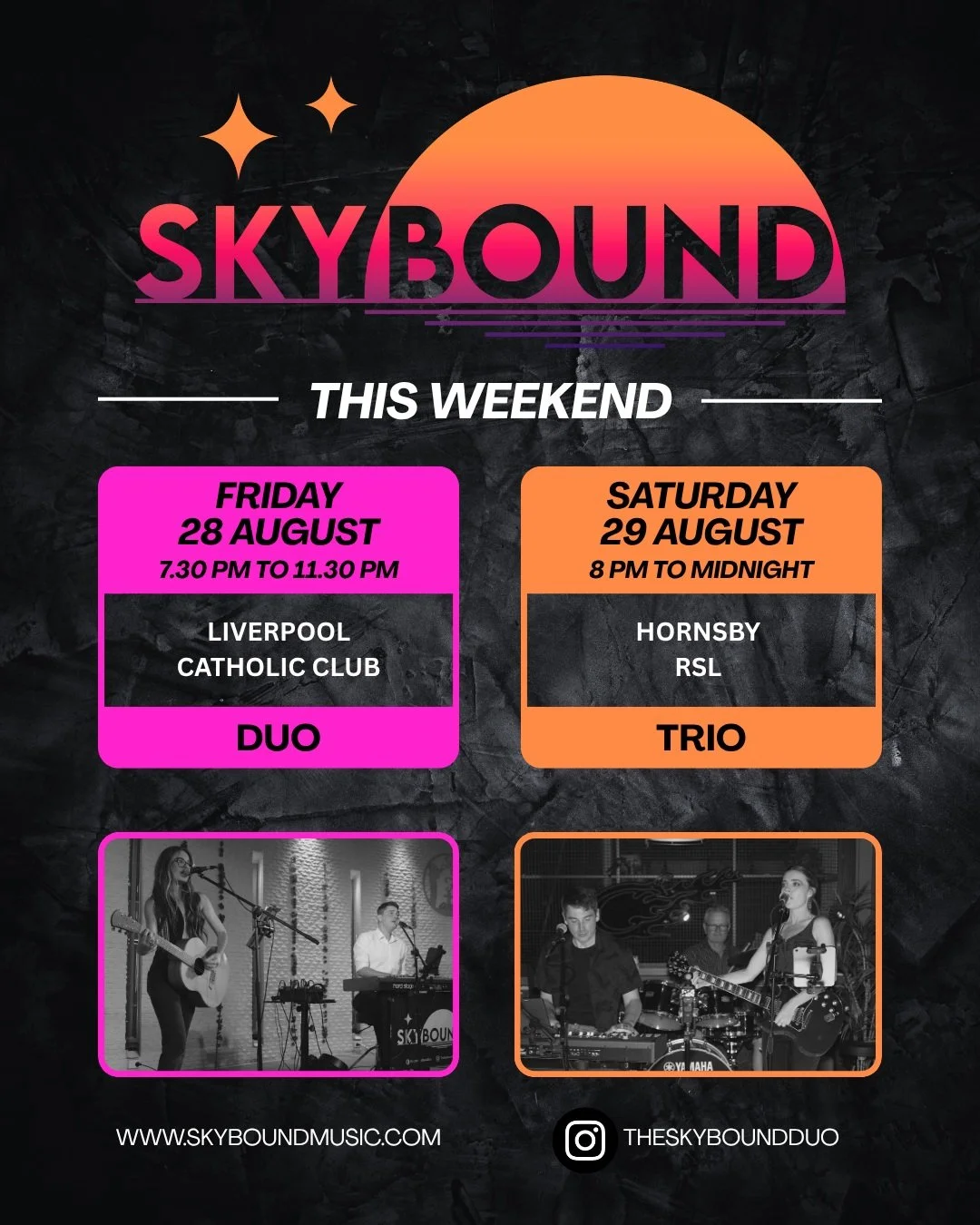 Two full nights of music, singing and dancing coming up this weekend with @theskyboundduo! 🎶

Join our duo on Friday night at @liverpoolcatholicclub 🎤🎹 in the Lounge Bar for classic hits and singalongs from 7.30pm, then we follow it up with a live
