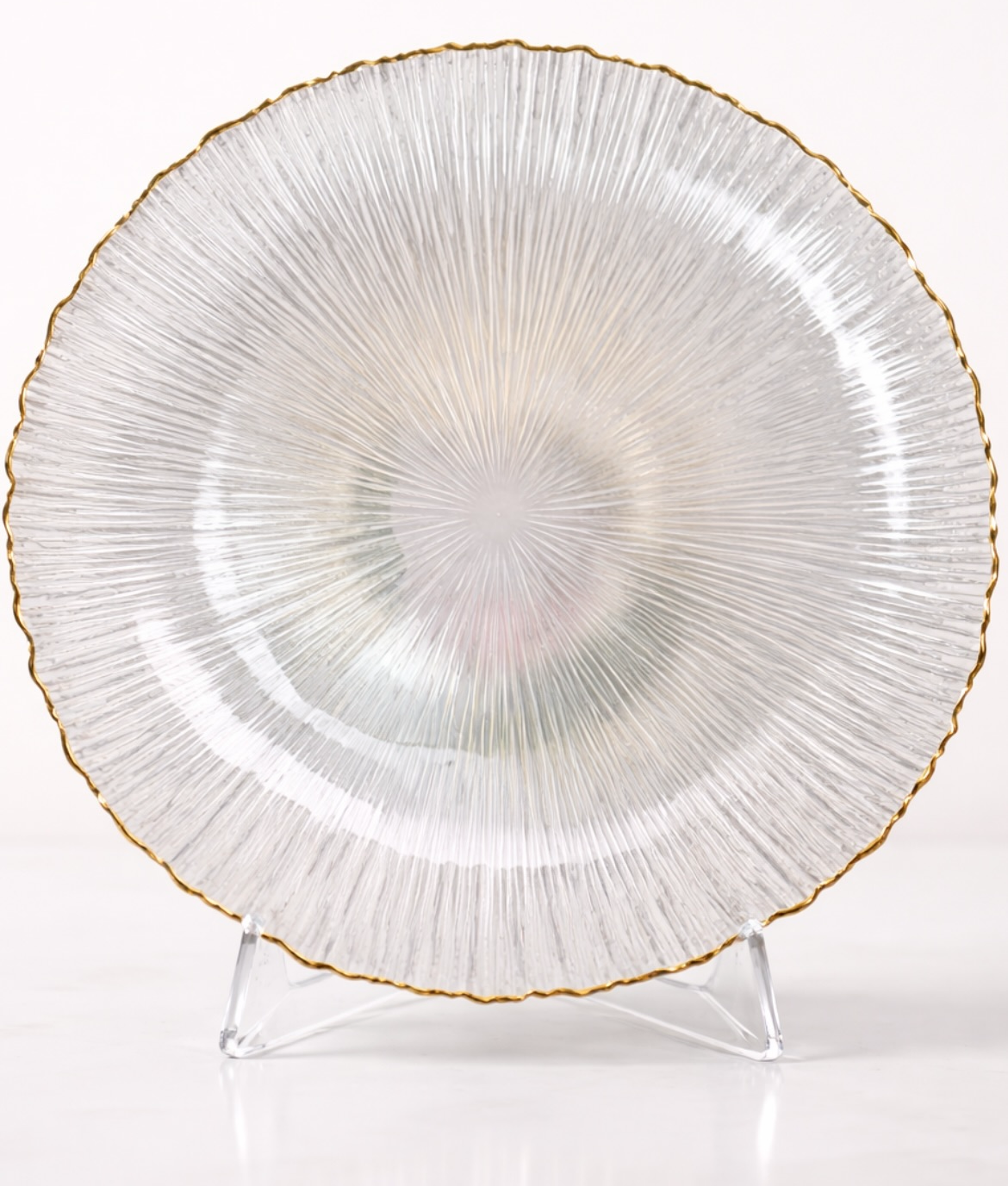 Gold Rim & Ribbed Glass Charger