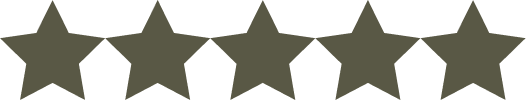 Five-star rating graphic with dark green stars.