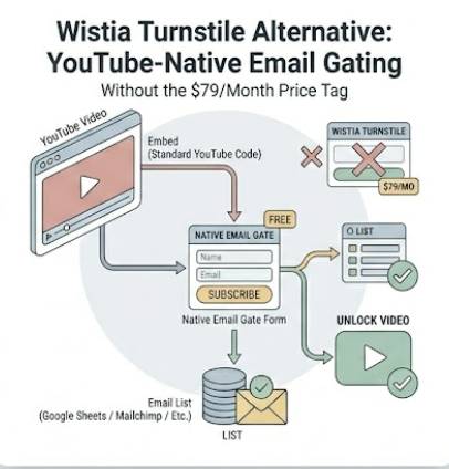Wistia Turnstile Alternative: YouTube-Native Email Gating Without the $79/Month Price Tag