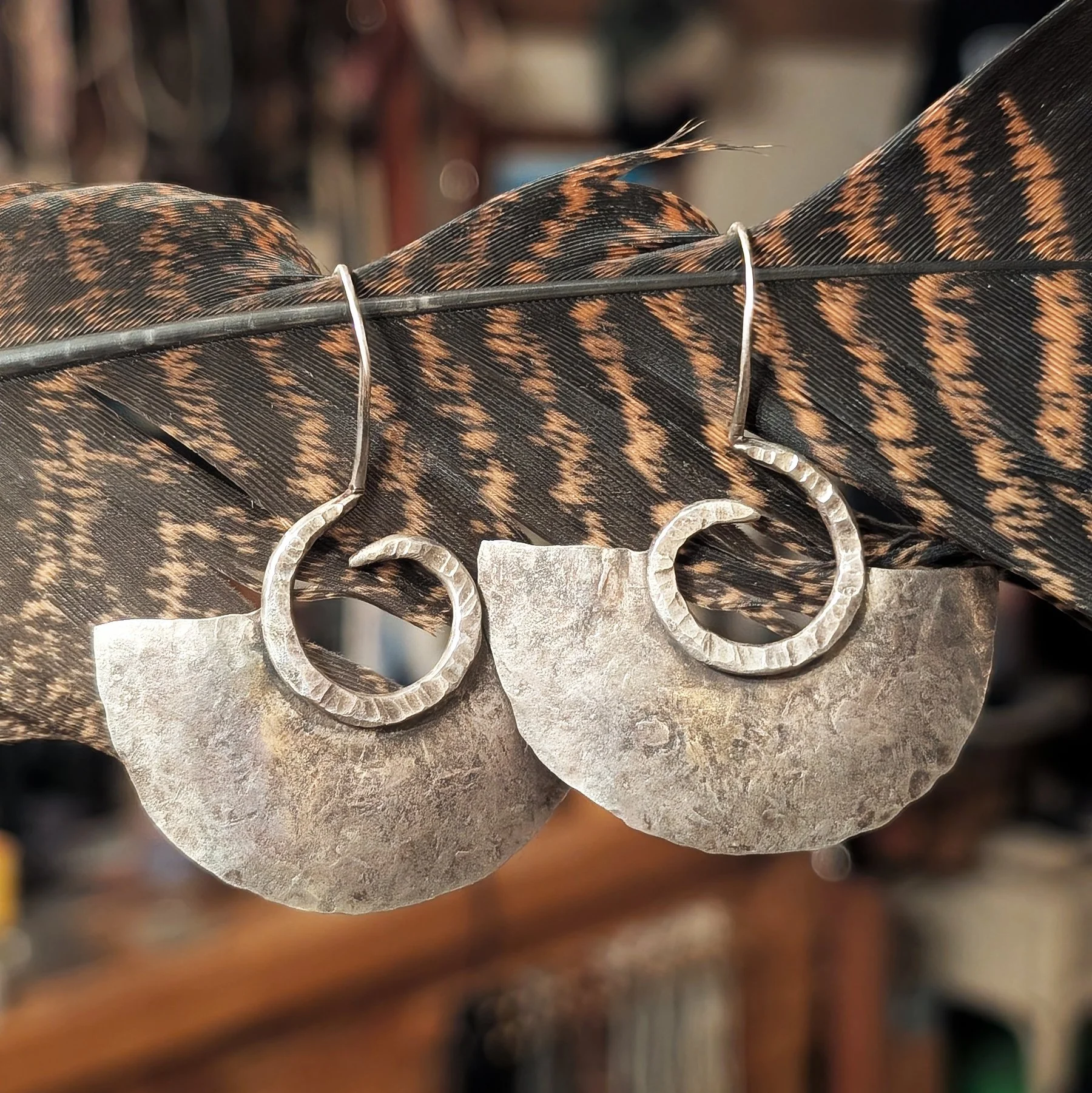 Rugged Textured Shield Earrings