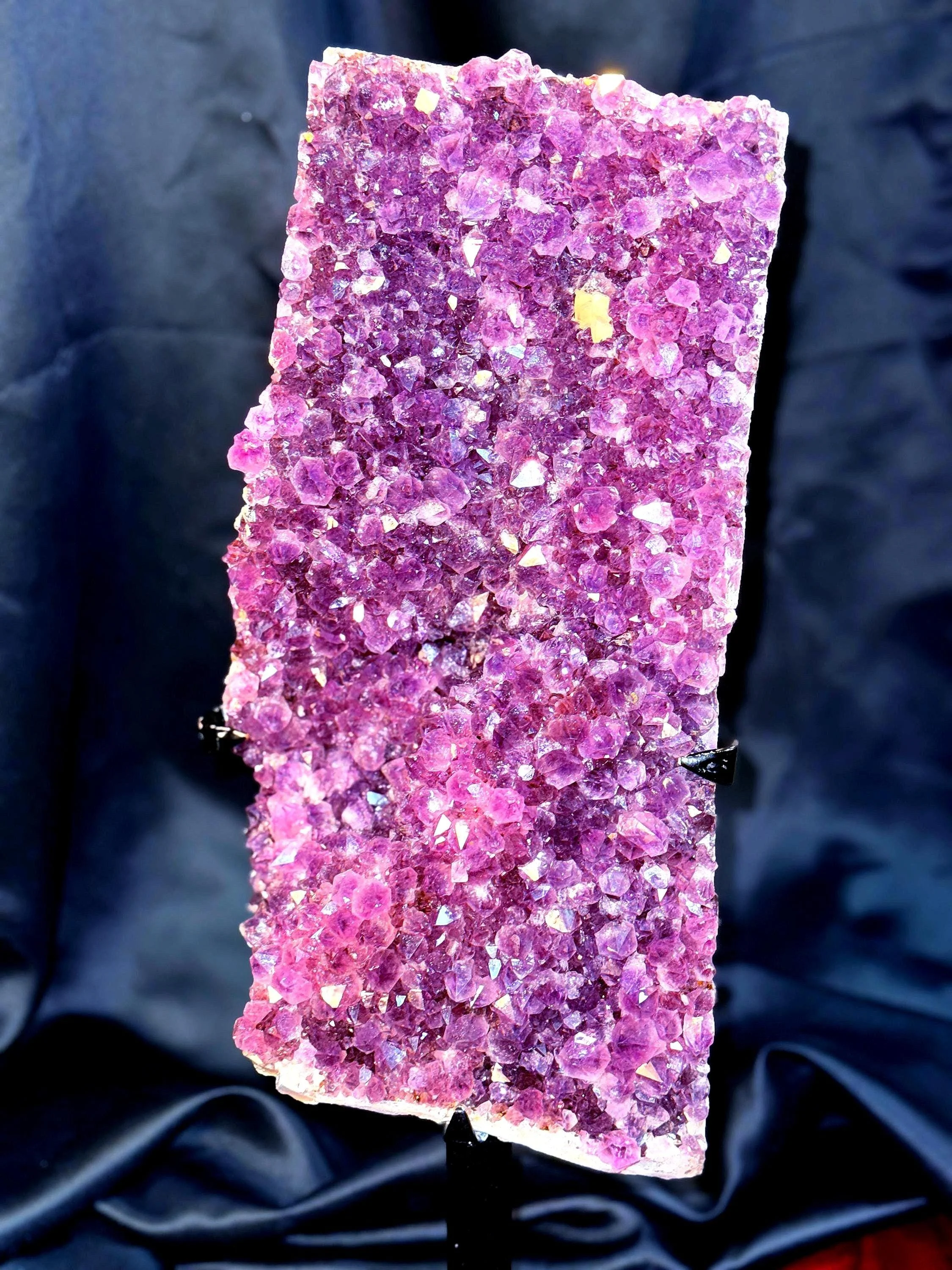 Large Deep Purple Amethyst Slab on Stand | 18.73 lb Brazilian Amethyst | High Grade Druzy Crystal | Luxury Statement Decor | Collector Piece