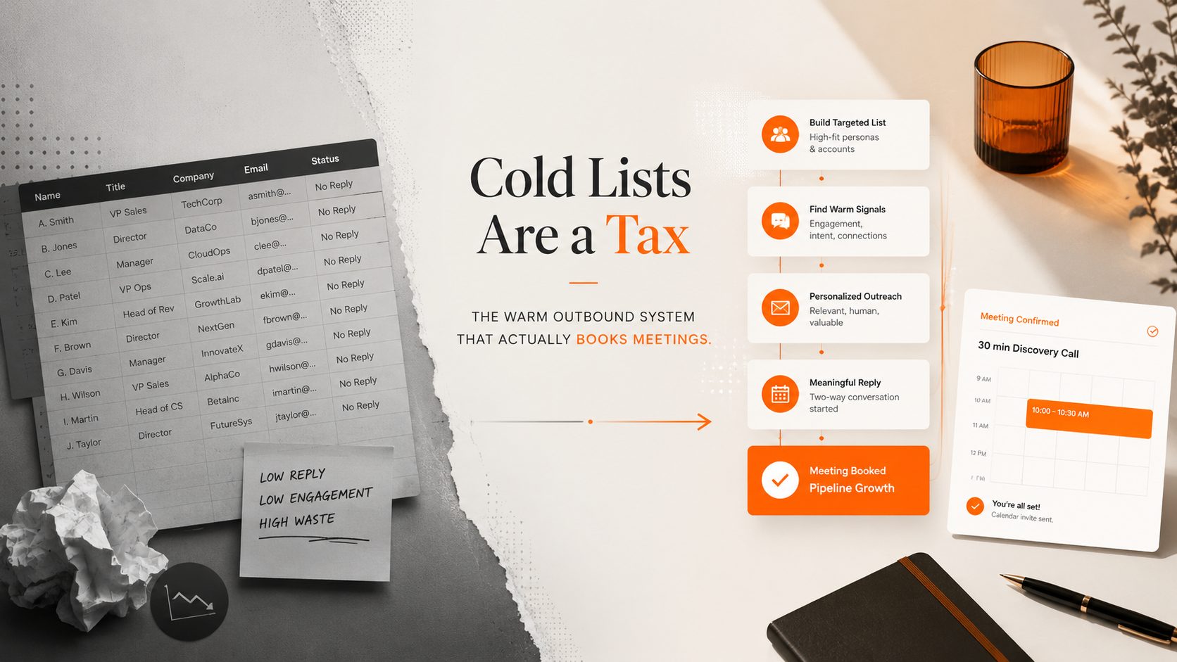 Cold Lists Are a Tax. Here's the Warm Outbound System That Actually Books Meetings.
