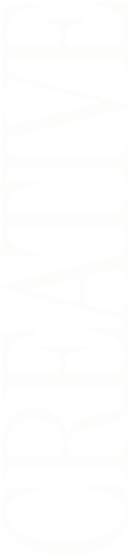 The word 'CREATIVE' written vertically in bold black letters on a white background.