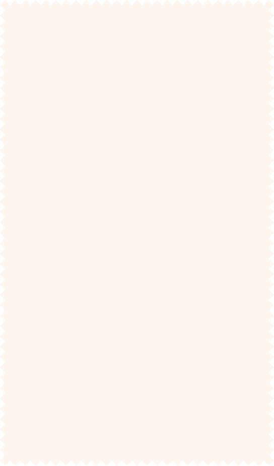 A blank receipt slip with a zigzag top and bottom edge, cream-colored background, and black border.