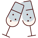 Two clinking wine glasses