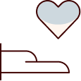 A white heart-shaped box with a red outline against a black background, connected to a red line.