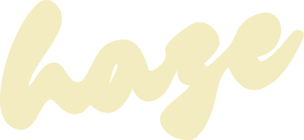Stylized beige handwritten text that reads 'haze' on a black background.