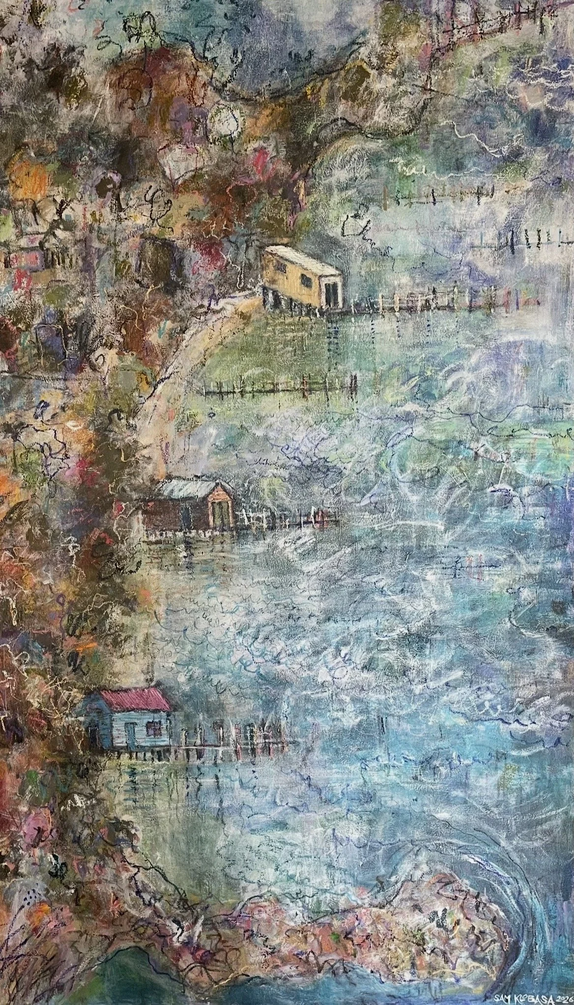 Merimbula Lake
Mixed media on canvas 
36" x 60"