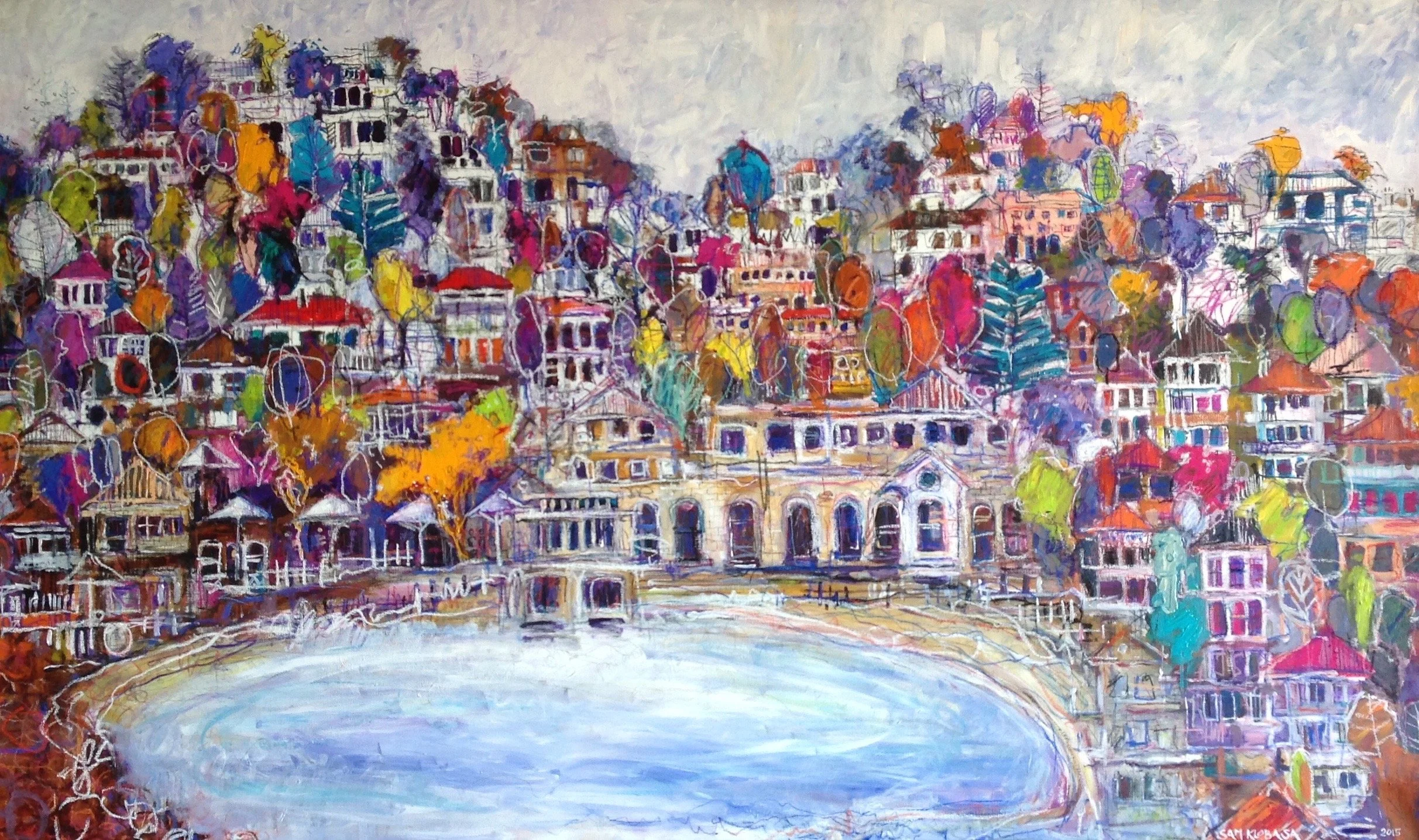 Visions of Bondi Beach (Sold)
Mixed media on canvas
36" x 60"