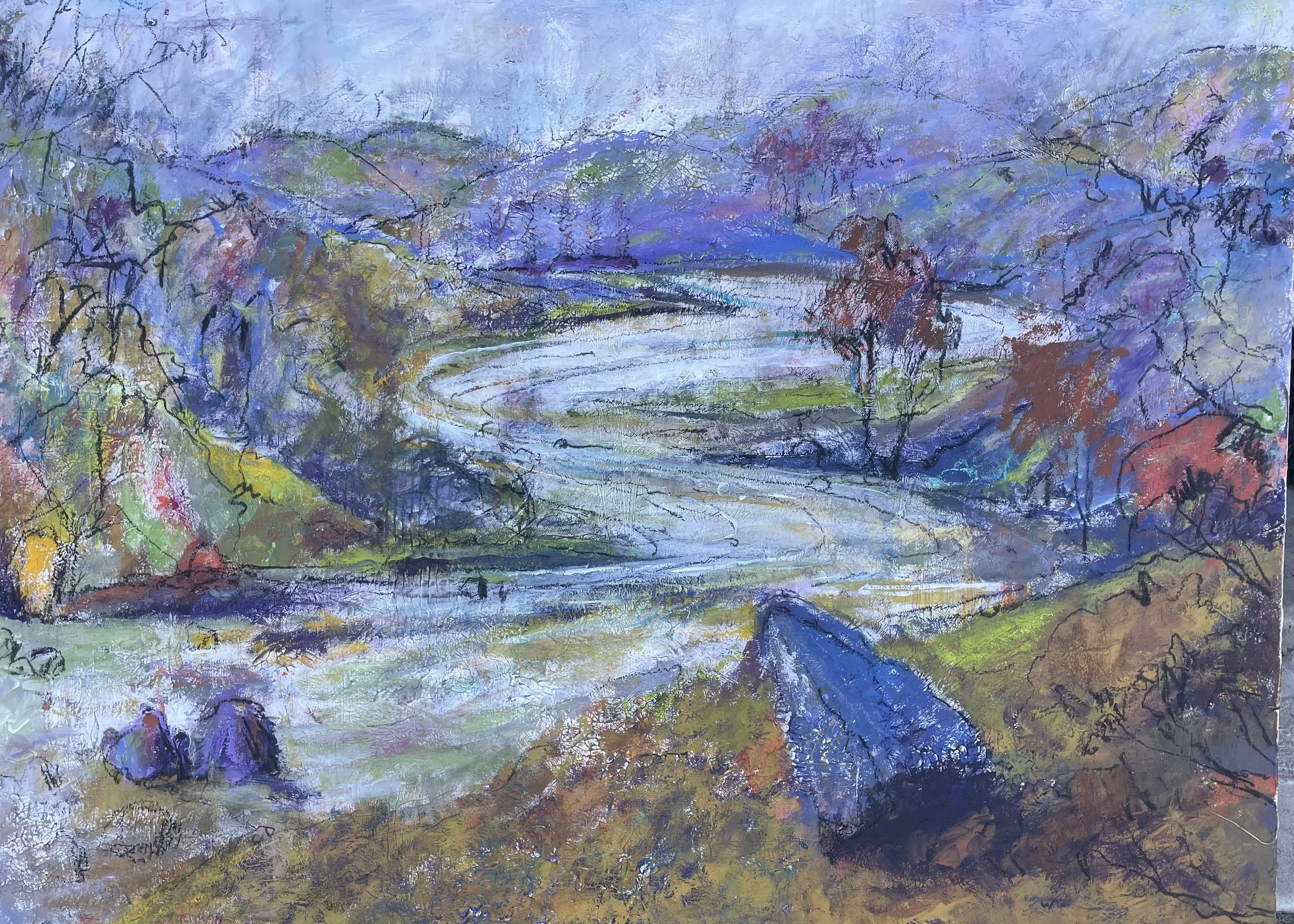 Frogs Hollow (Sold)
Acrylic and pastel on canvas 
30" x 40"