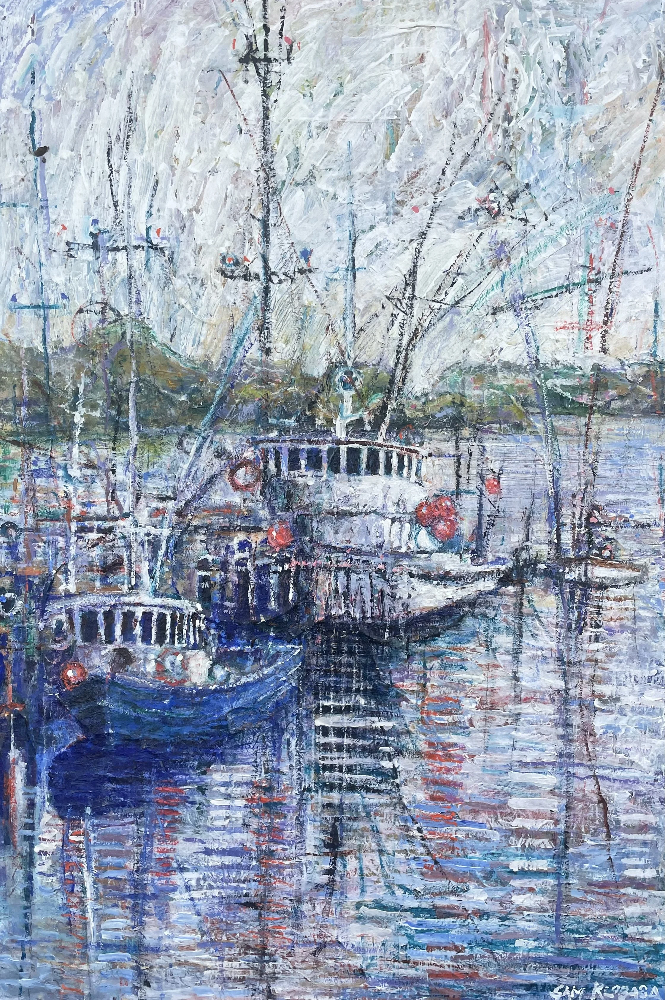 Bermagui Harbour 
Mixed Media on canvas 
24" x 36"