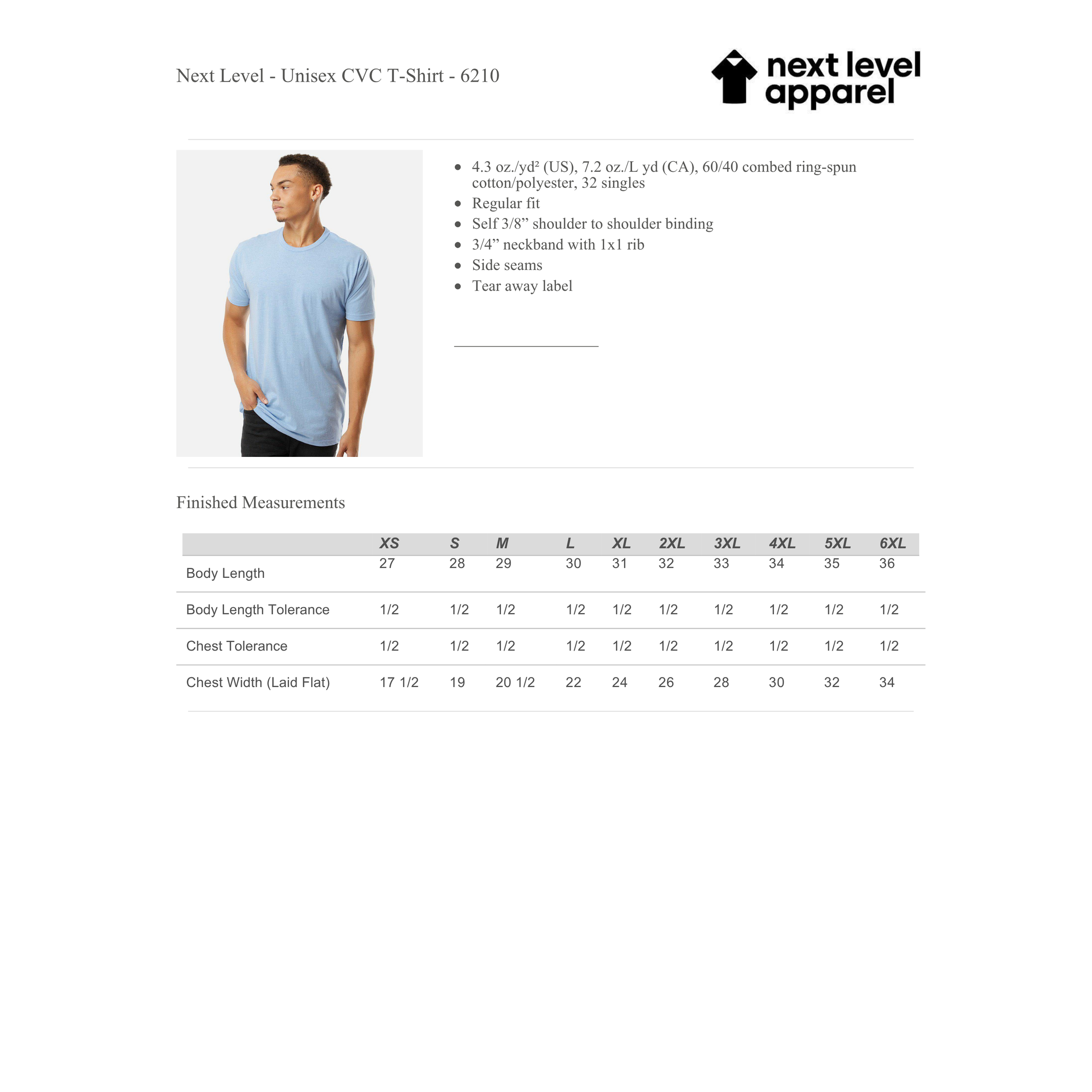 Next Level Tshirt Adult Size Chart.png