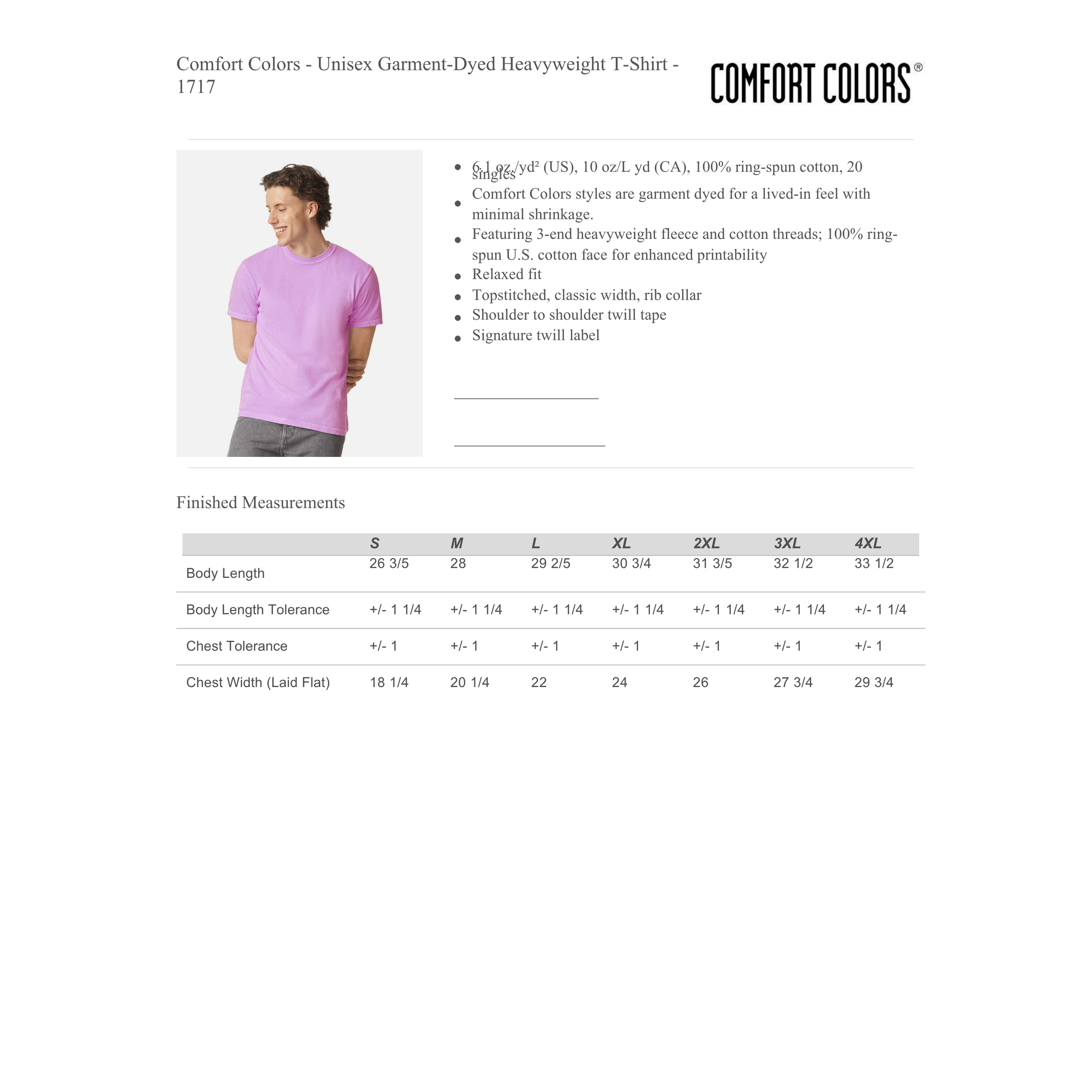 Comfort Colors Tshirt Adult Size Chart.png