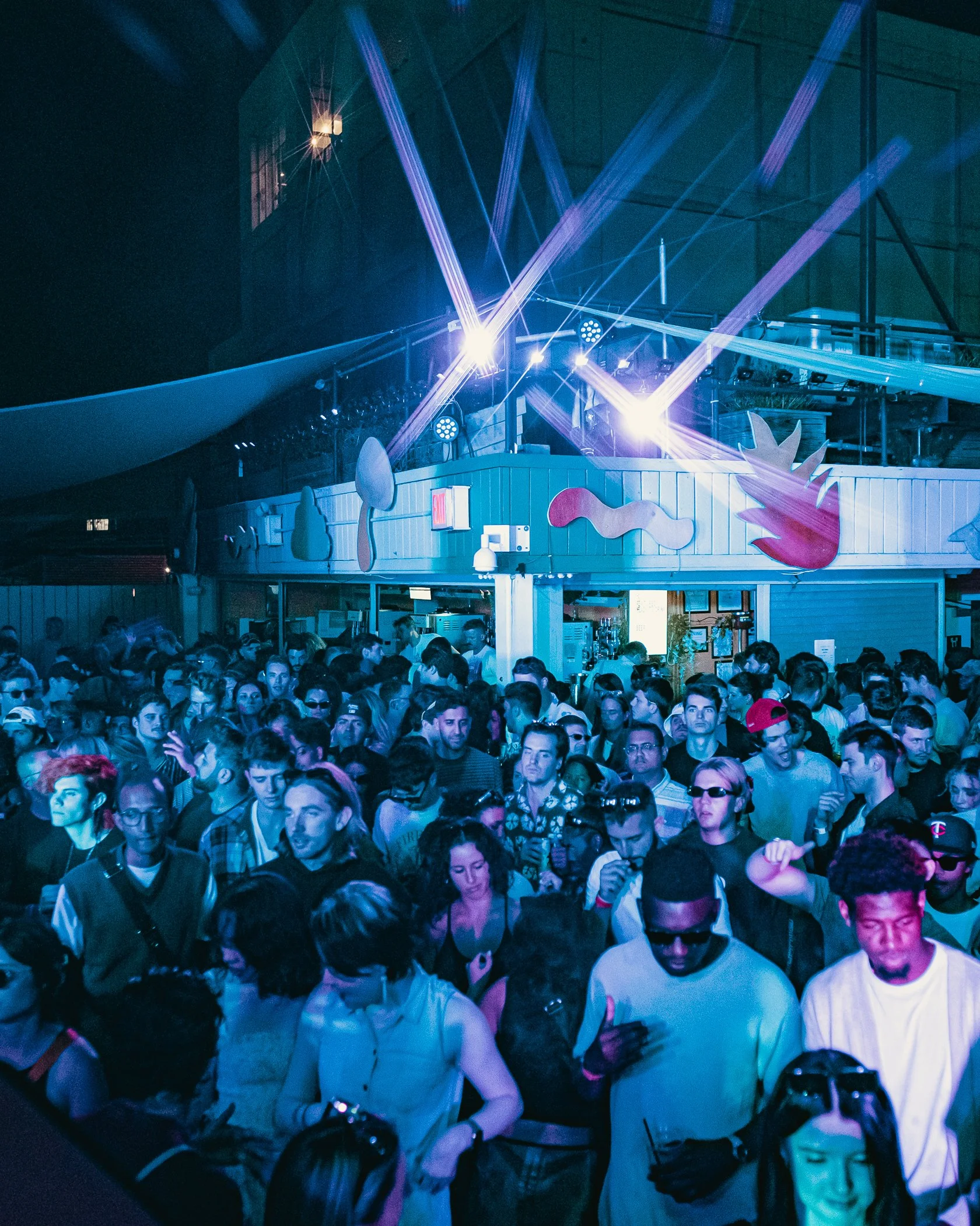 Large nightclub crowd exposed to concert-level sound — unprotected hearing damage affects thousands of guests every night