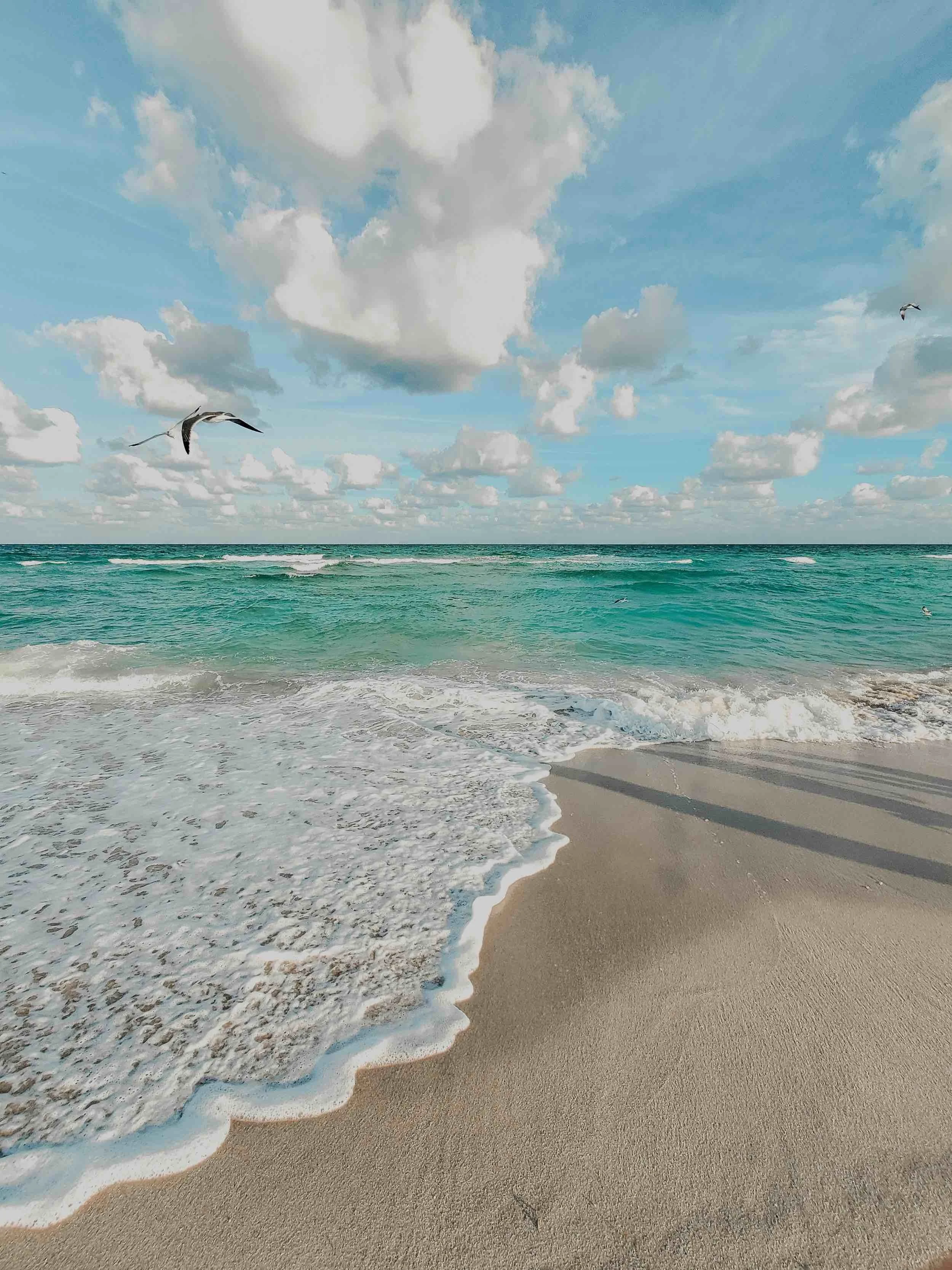 Turquoise ocean waves and sandy Miami Beach shoreline, reflecting psychoanalysis Miami and the calm, restorative setting of psychotherapy.