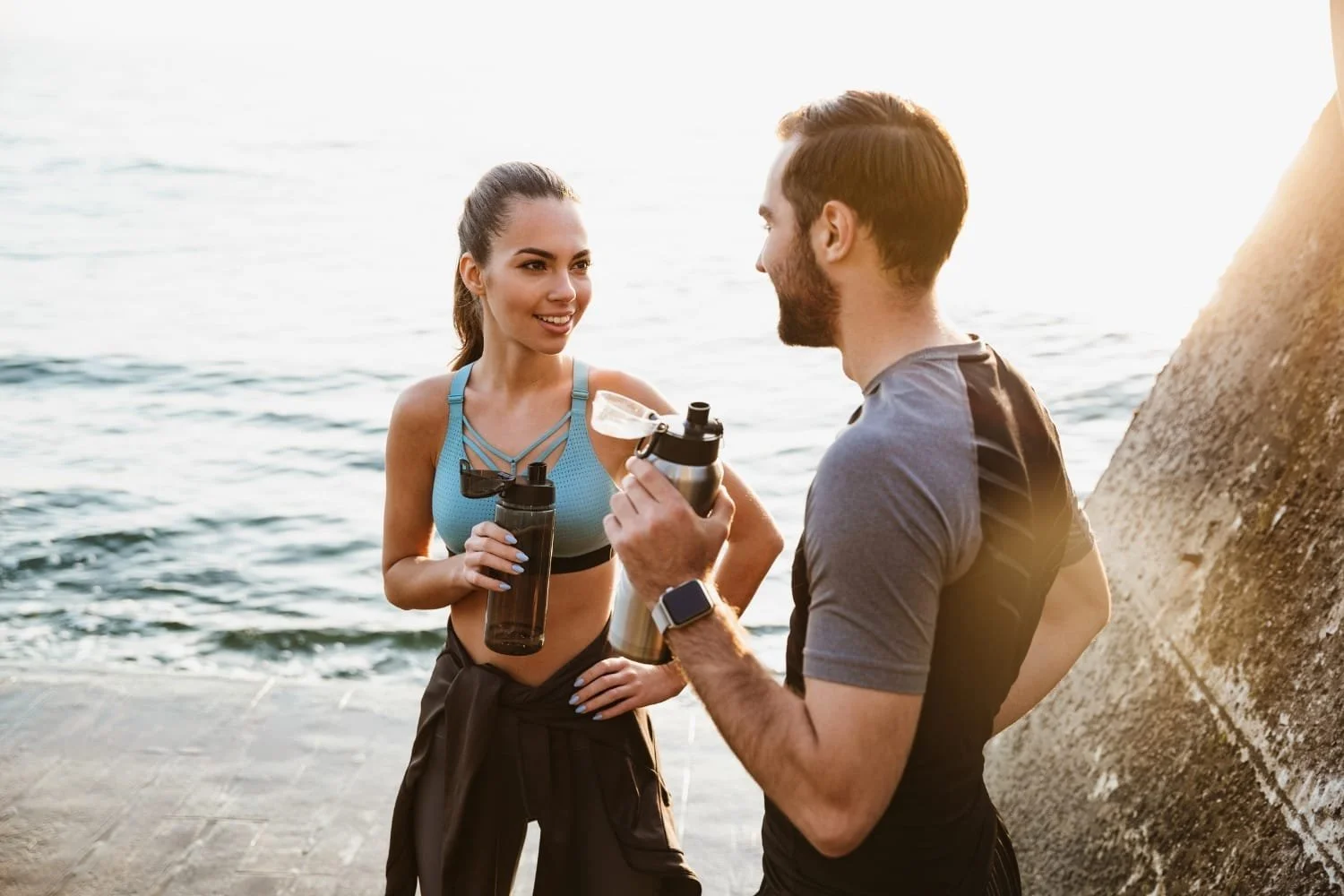fitness couple smiling